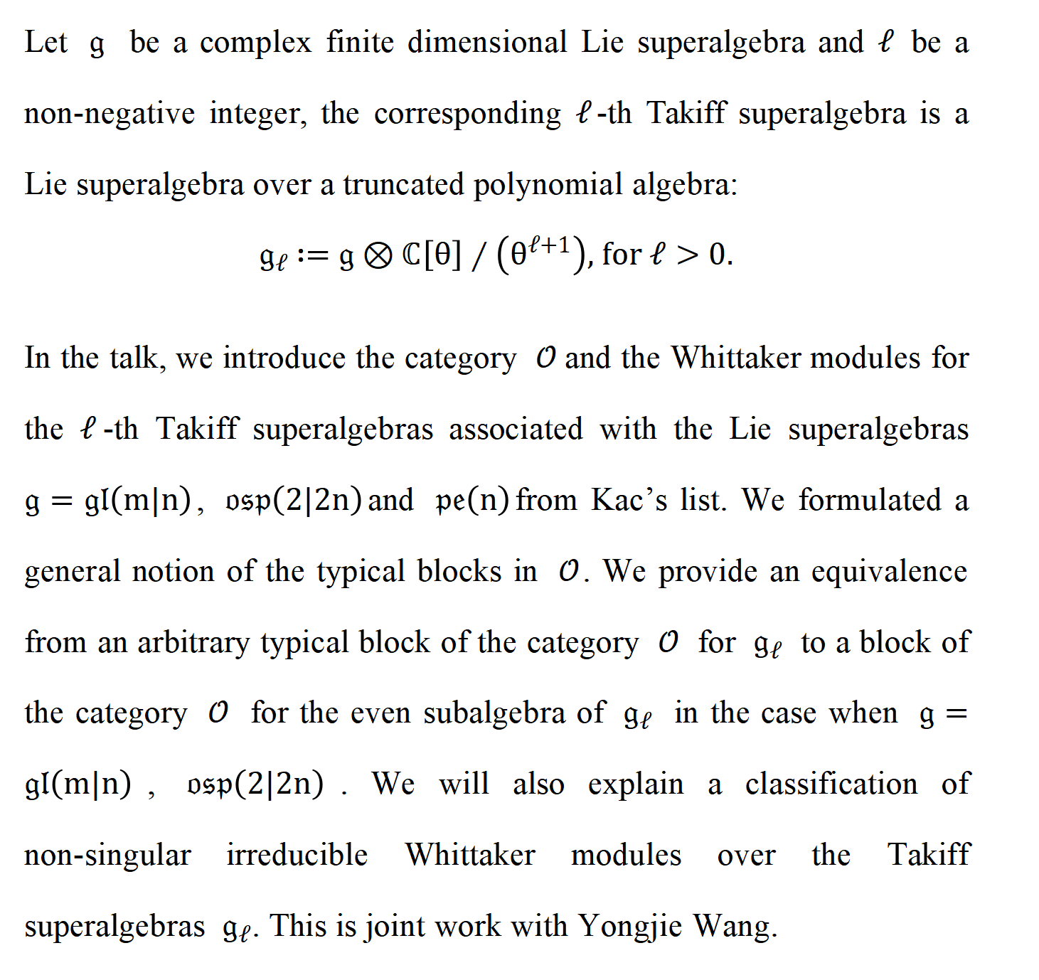 TYPICAL REPRESENTATIONS OF THE TAKIFF SUPERALGEBRAS