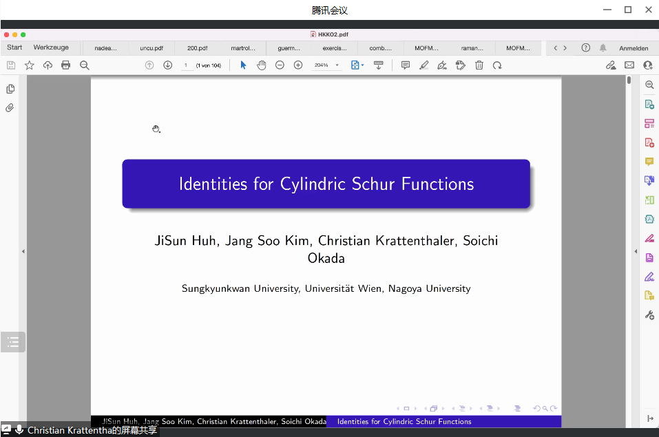 Christian Krattenthaler教授做Colloquium第六十七期讲座