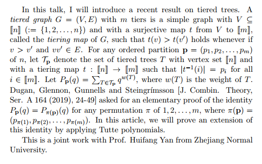 Seminar on Discrete Mathematics: Study on tiered trees