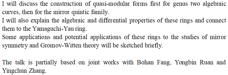 On quasi-modular forms for genus two algebraic curves and for mirror quintics