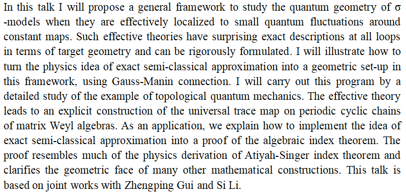 Geometry of Localized Effective Theory and Algebraic Index