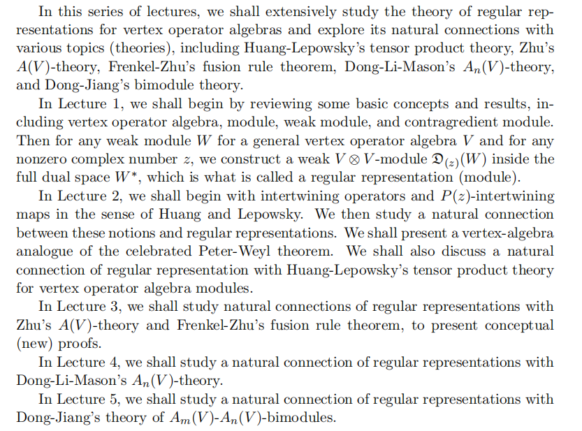Regular Representations and Applications线上短课程招生简章 第 1 张