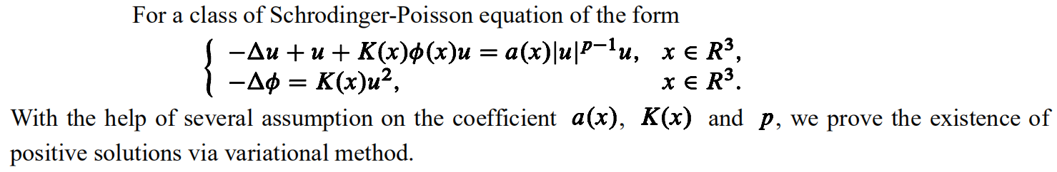 Existence of positive solutions to a class of Schrodinger-Poission equation