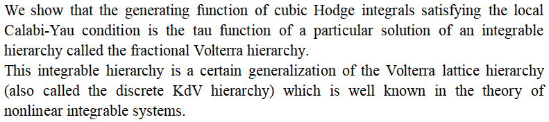 Special Cubic Hodge Integrals and Integrable systems